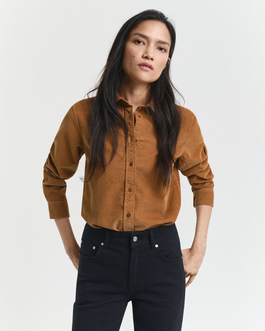 camisa de pana de corte regular - marrón whisky