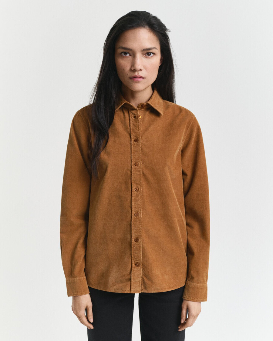 camisa de pana de corte regular - marrón whisky