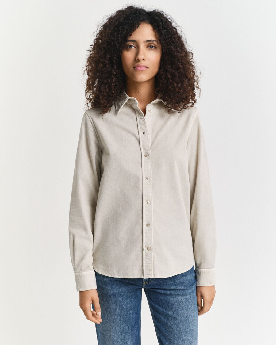 camisa de pana de corte regular - masilla