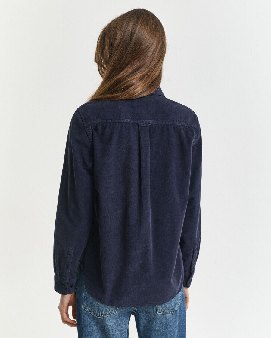 camisa de pana de corte regular - azul noche
