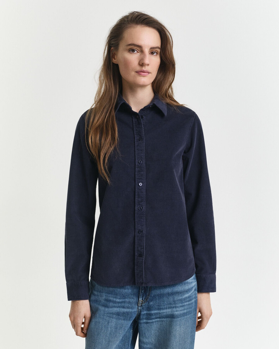 camisa de pana de corte regular - azul noche