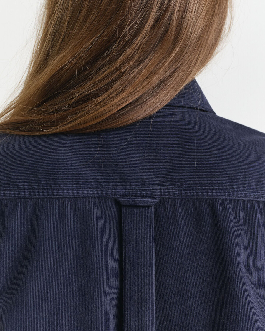 camisa de pana de corte regular - azul noche
