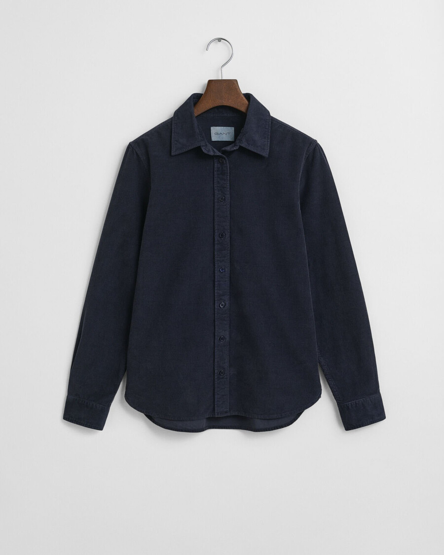 camisa de pana de corte regular - azul noche