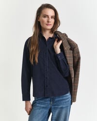 camisa de pana de corte regular - azul noche