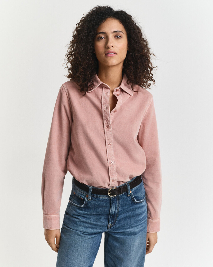camisa de pana de corte regular - rosa empolvado