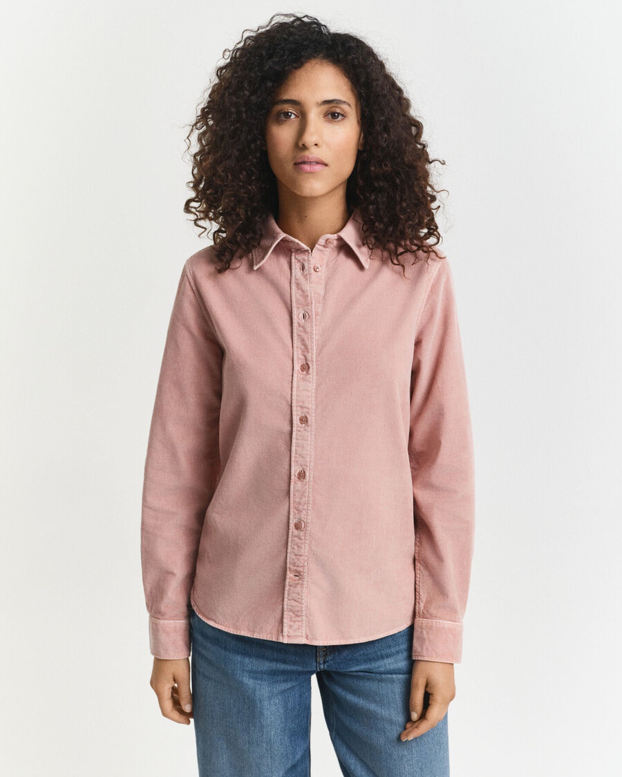 camisa de pana de corte regular - rosa empolvado