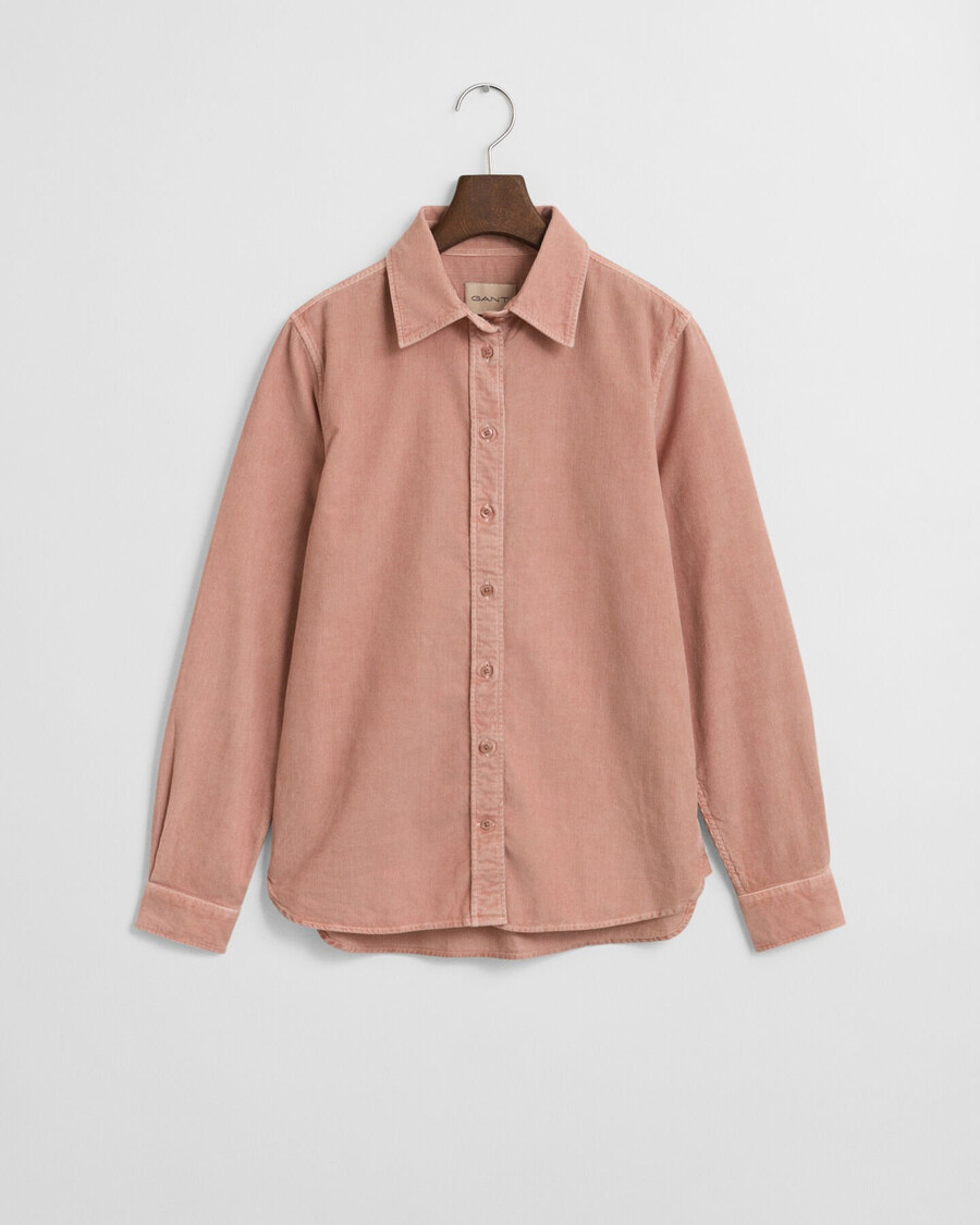 camisa de pana de corte regular - rosa empolvado
