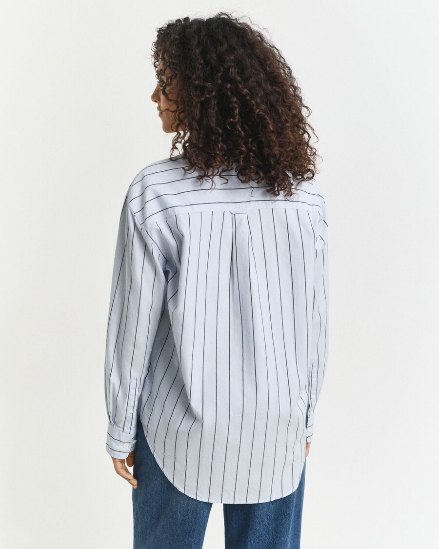 camisa oxford de lujo a rayas de corte relajado - azul claro