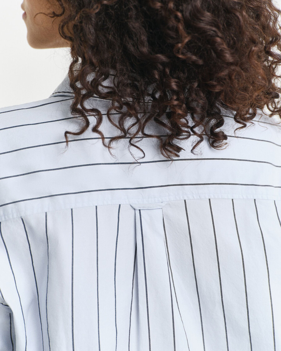 camisa oxford de lujo a rayas de corte relajado - azul claro