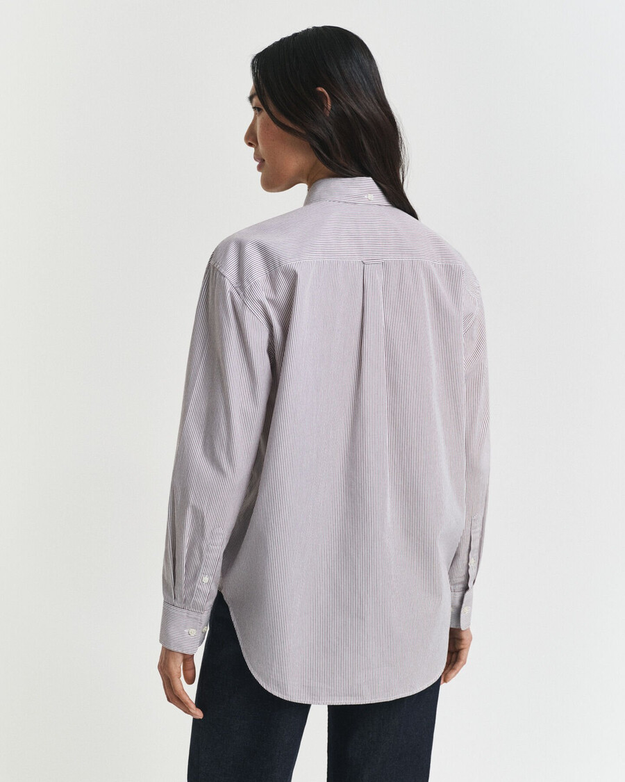 camisa clásica de popelina con estampado de corte relajado - vino ciruela