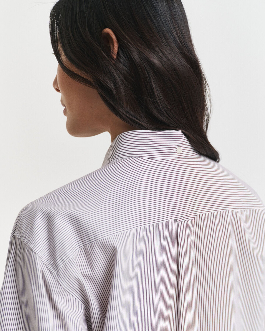 camisa clásica de popelina con estampado de corte relajado - vino ciruela