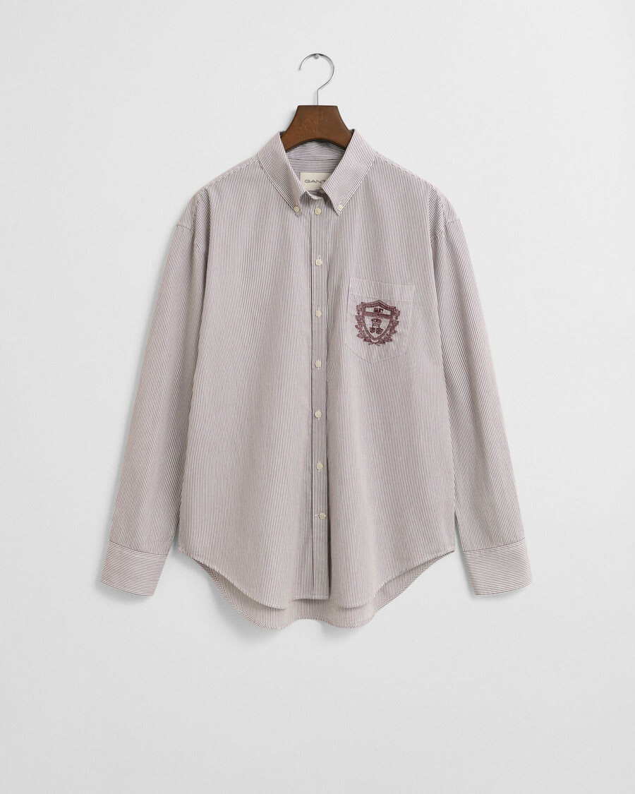camisa clásica de popelina con estampado de corte relajado - vino ciruela