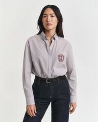 camisa clásica de popelina con estampado de corte relajado - vino ciruela