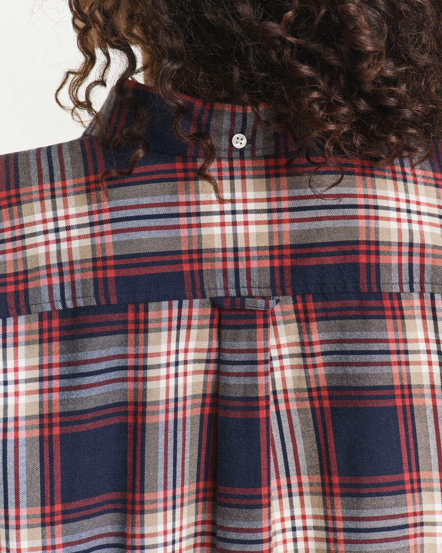 camisa de franela a cuadros de corte relajado - azul noche