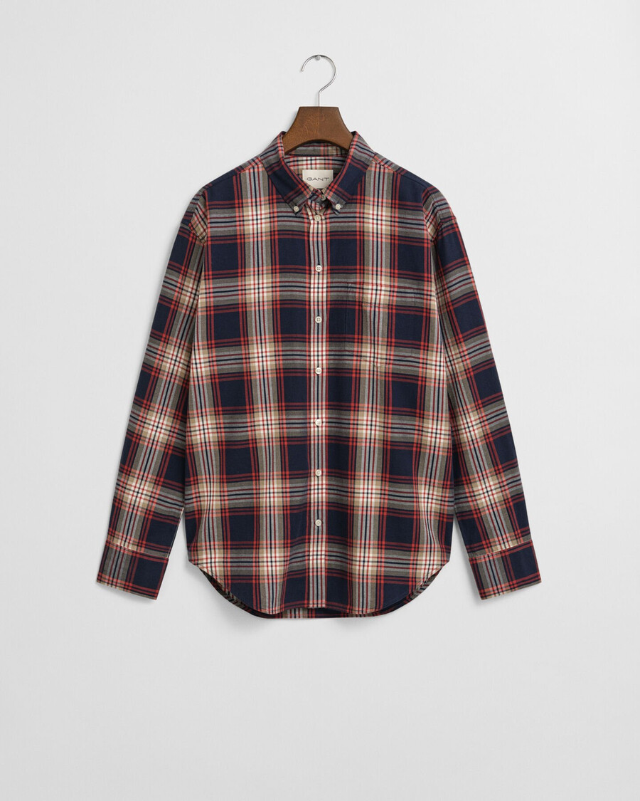 camisa de franela a cuadros de corte relajado - azul noche
