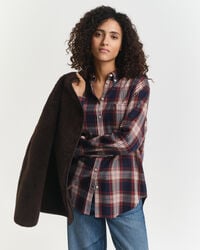 camisa de franela a cuadros de corte relajado - azul noche