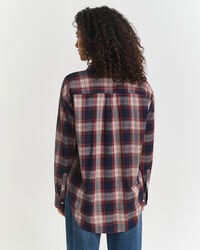 camisa de franela a cuadros de corte relajado - azul noche