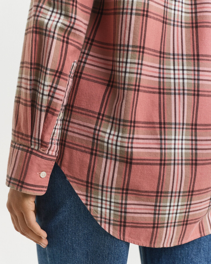 camisa de franela a cuadros de corte relajado - ladrillo descolorido