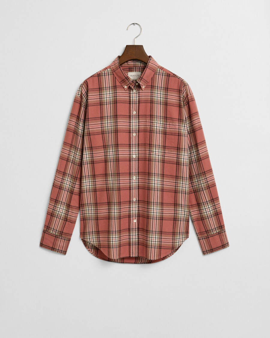 camisa de franela a cuadros de corte relajado - ladrillo descolorido
