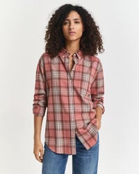 camisa de franela a cuadros de corte relajado - ladrillo descolorido
