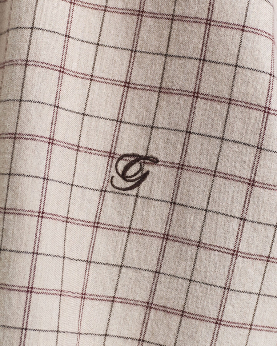 camisa de franela cepillada a cuadros de corte relajado - vino ciruela