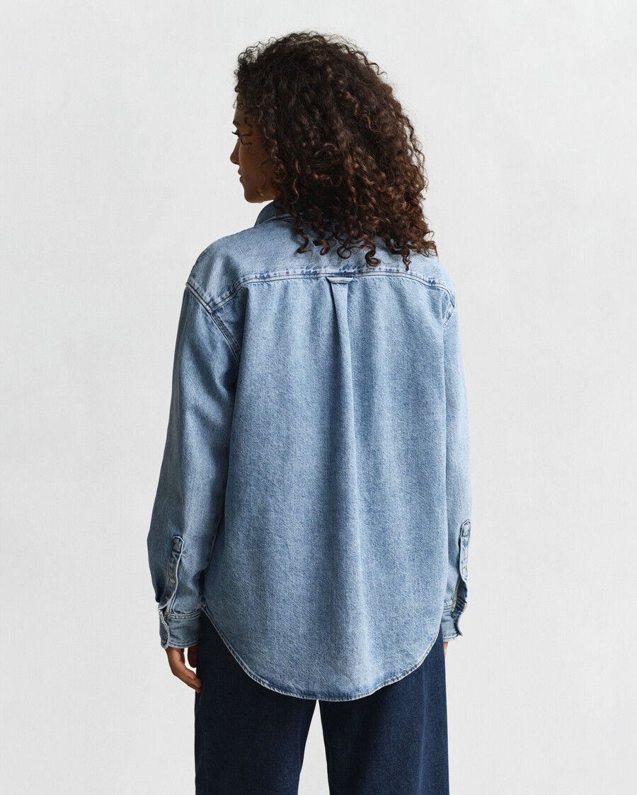 camisa vaquera de corte relajado - azul medio desgastado