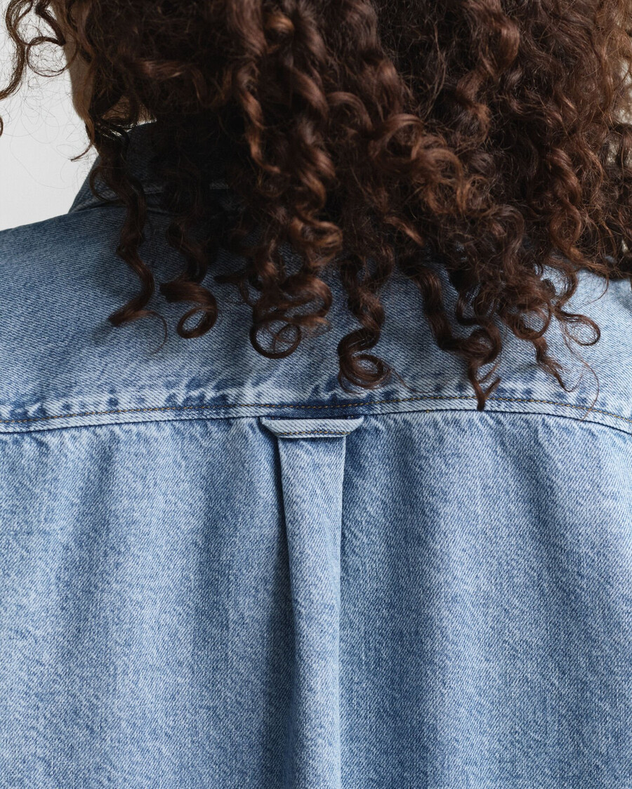 camisa vaquera de corte relajado - azul medio desgastado
