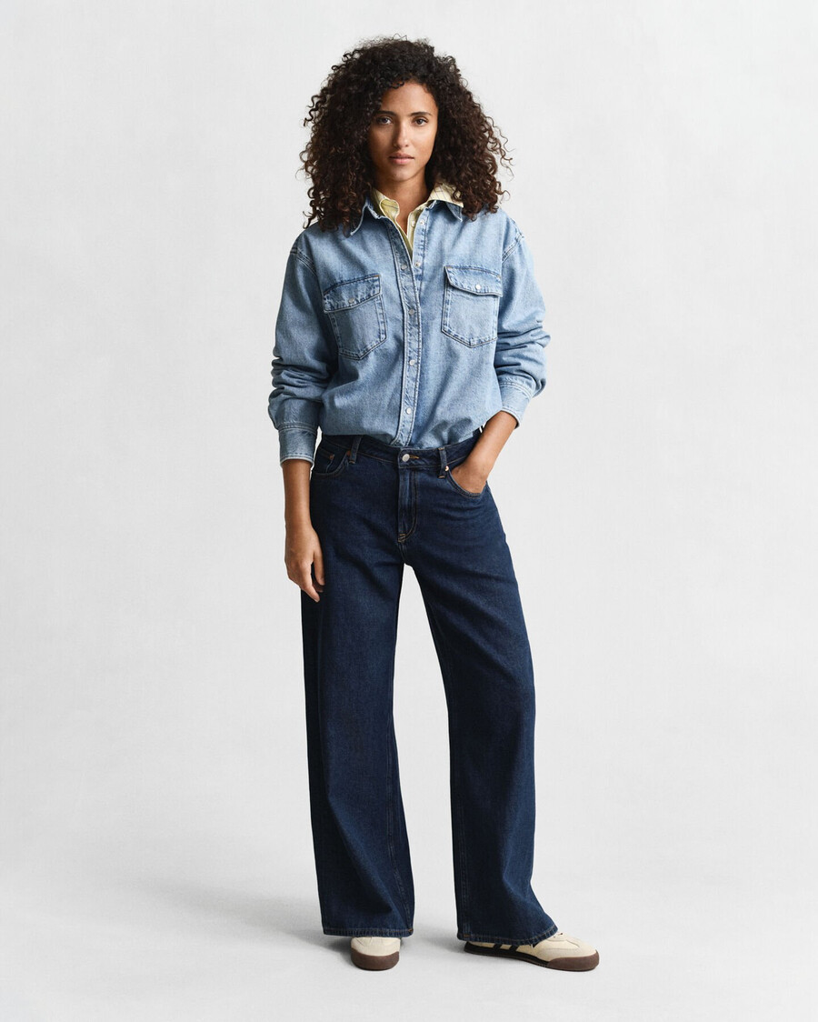 camisa vaquera de corte relajado - azul medio desgastado