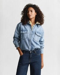 camisa vaquera de corte relajado - azul medio desgastado