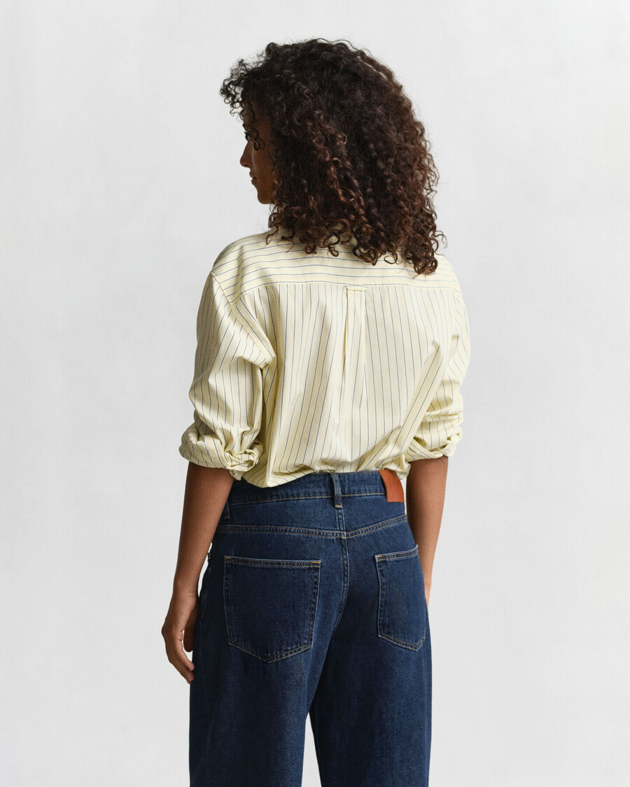 camisa de popelina a rayas de corte relajado - amarillo vainilla
