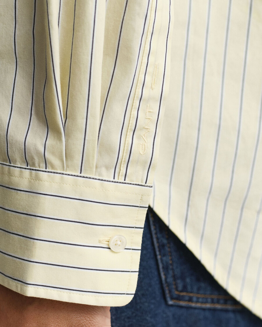 camisa de popelina a rayas de corte relajado - amarillo vainilla