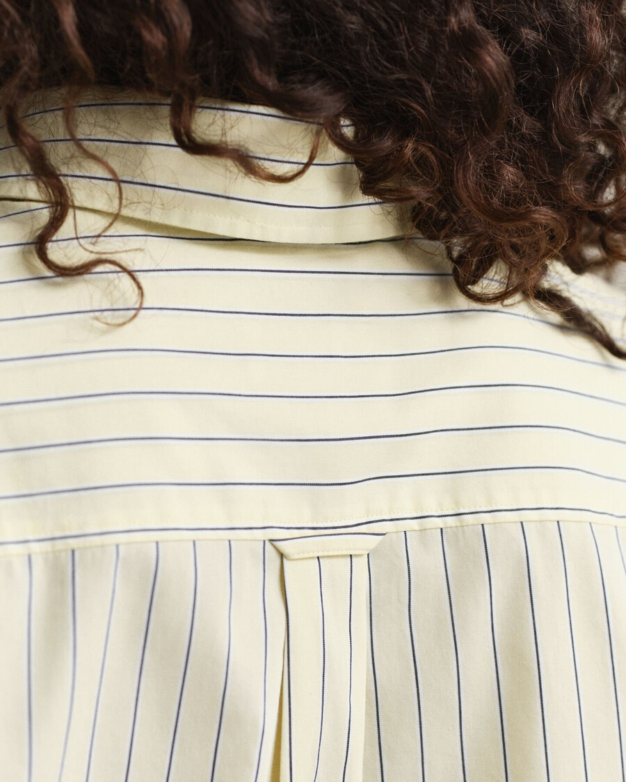 camisa de popelina a rayas de corte relajado - amarillo vainilla