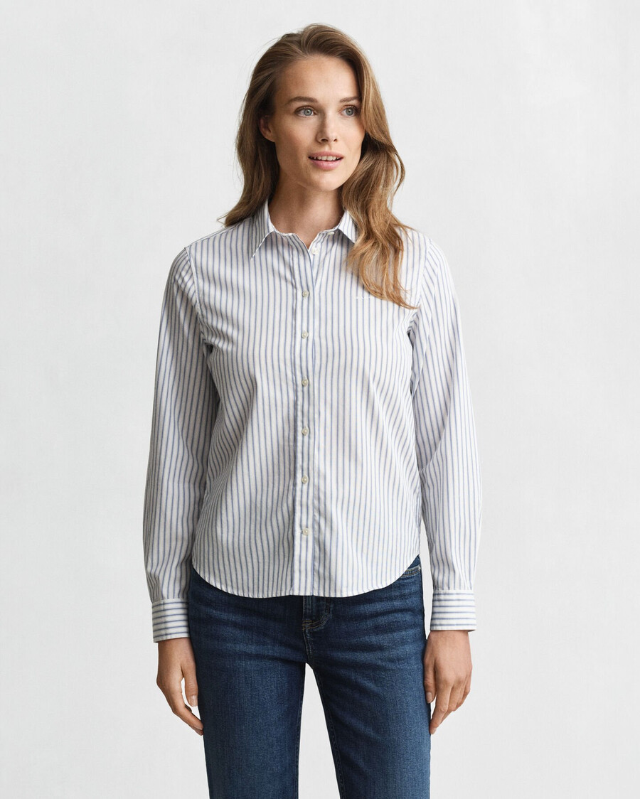 camisa de popelina a rayas de corte regular - cáscara de huevo