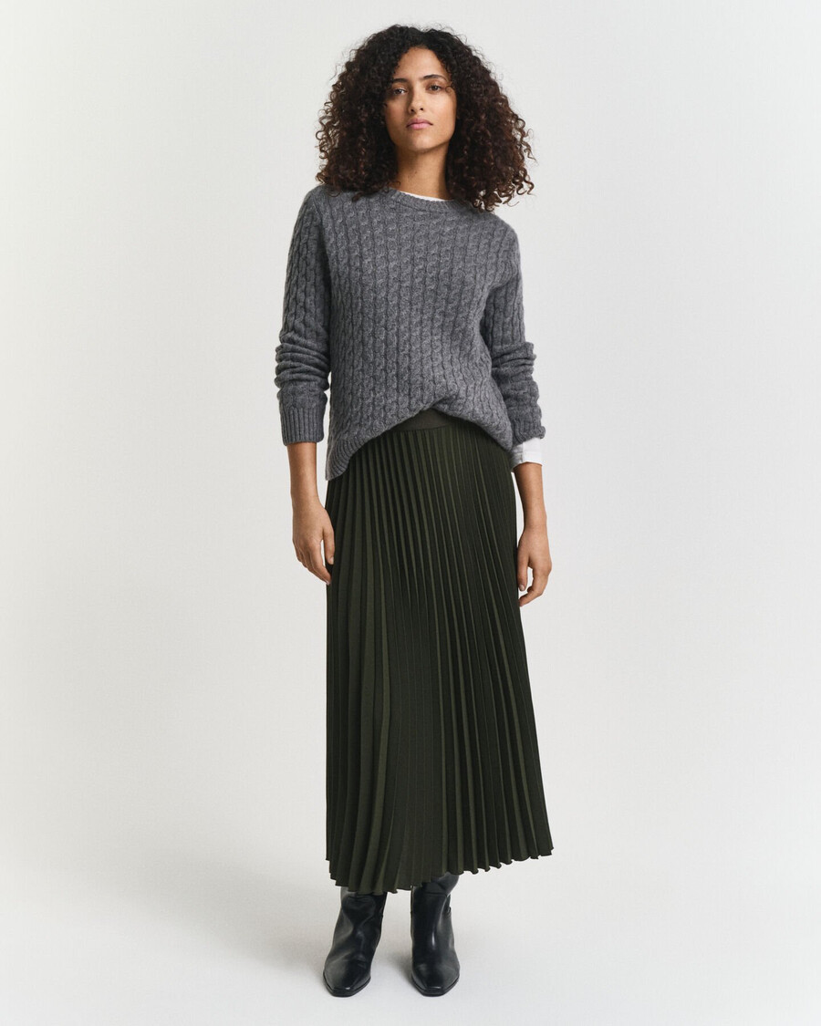 falda plisada midi - verde musgo oscuro