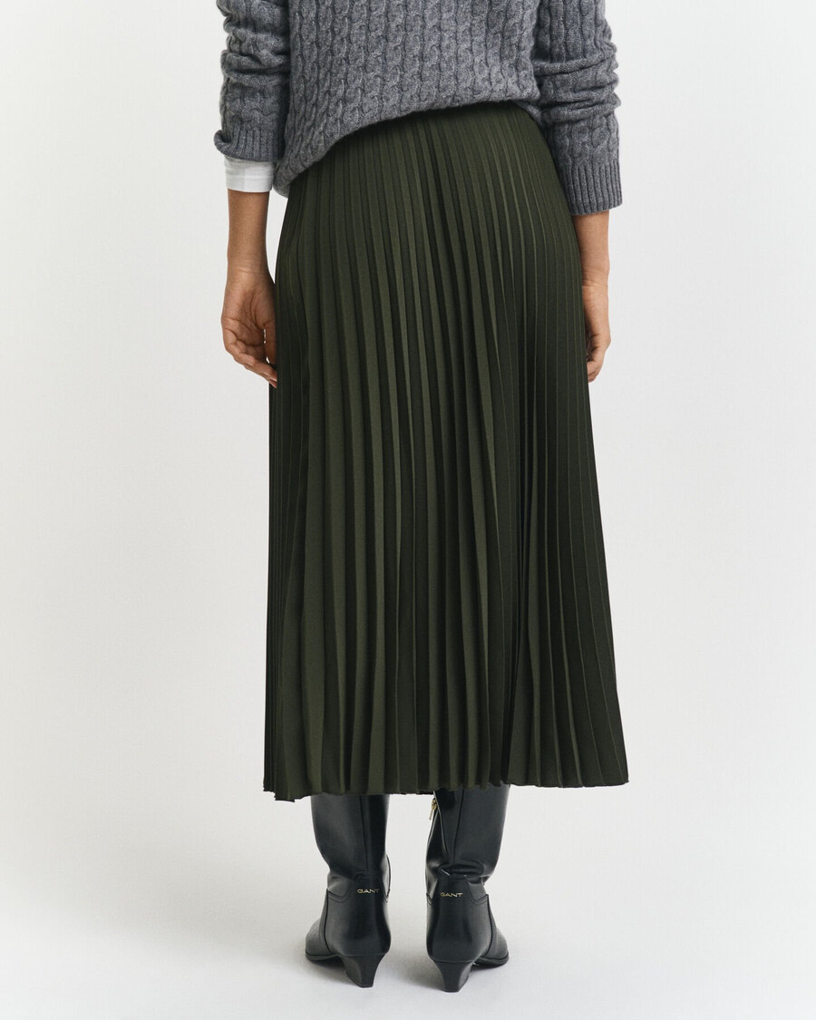 falda plisada midi - verde musgo oscuro