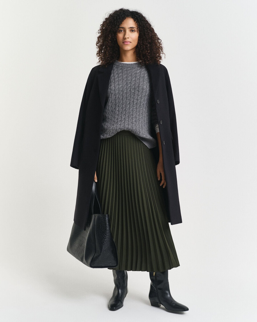 falda plisada midi - verde musgo oscuro
