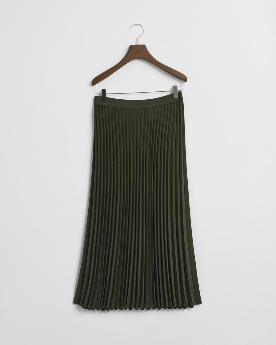 falda plisada midi - verde musgo oscuro