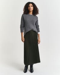 falda plisada midi - verde musgo oscuro