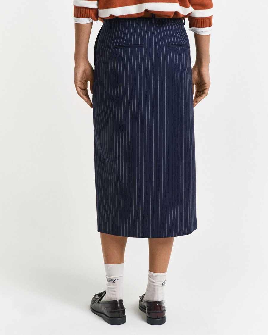 falda midi de raya diplomática - azul noche