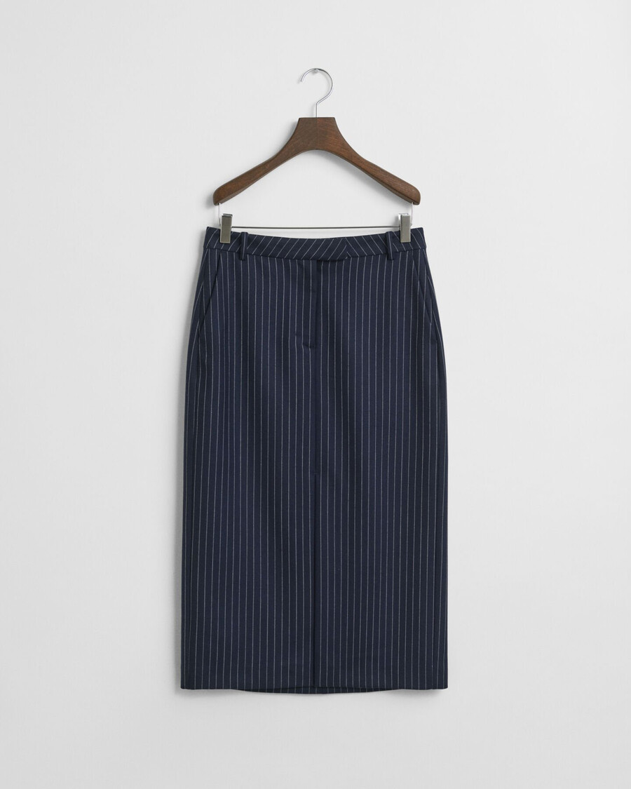 falda midi de raya diplomática - azul noche
