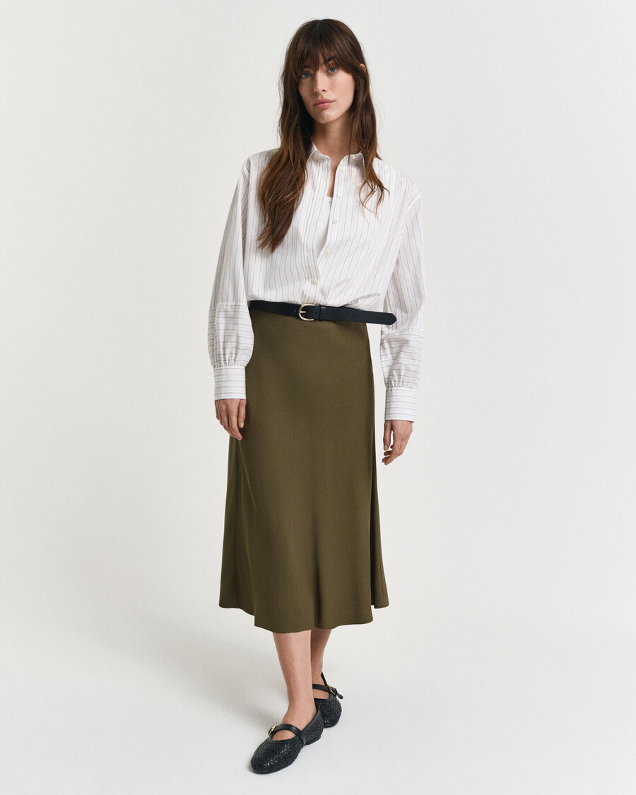 falda midi fluida - verde musgo