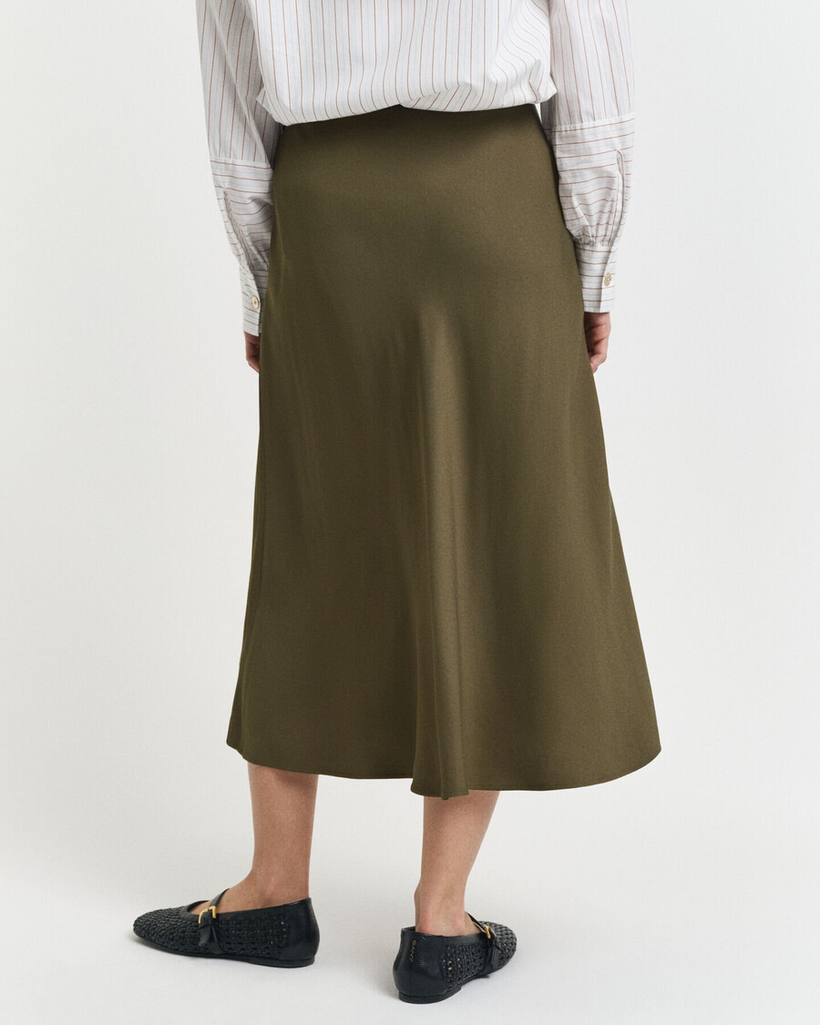 falda midi fluida - verde musgo