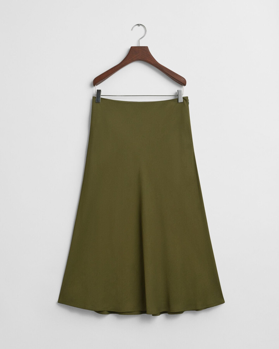 falda midi fluida - verde musgo