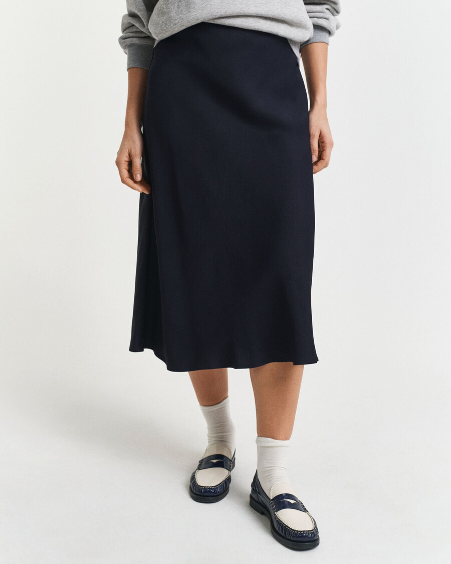 falda midi fluida - azul noche