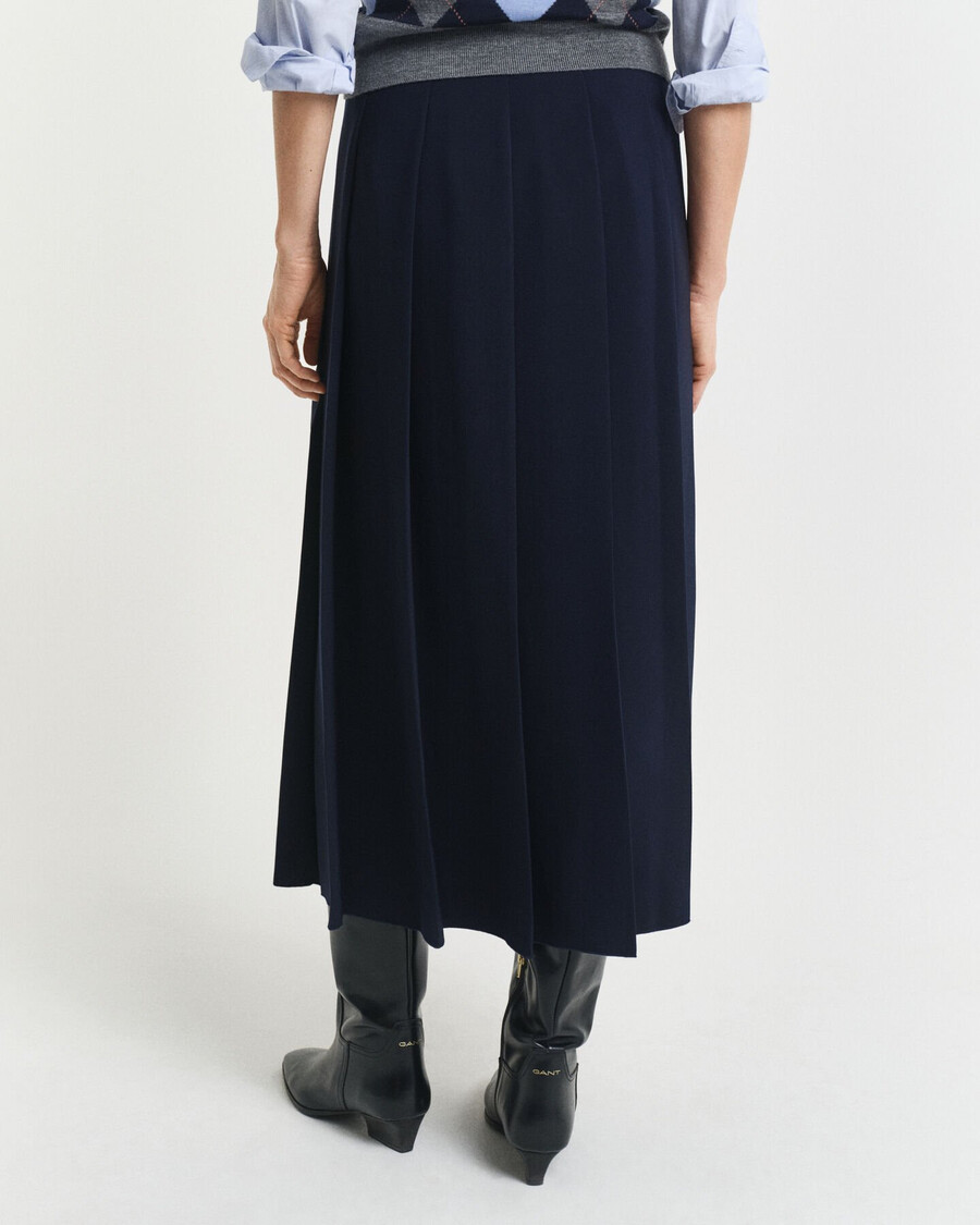 falda midi plisada ancha - azul noche