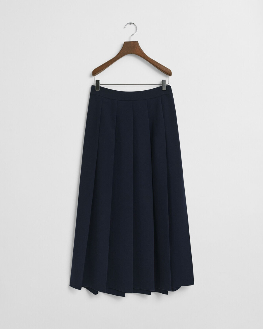 falda midi plisada ancha - azul noche