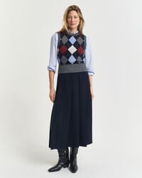 falda midi plisada ancha - azul noche