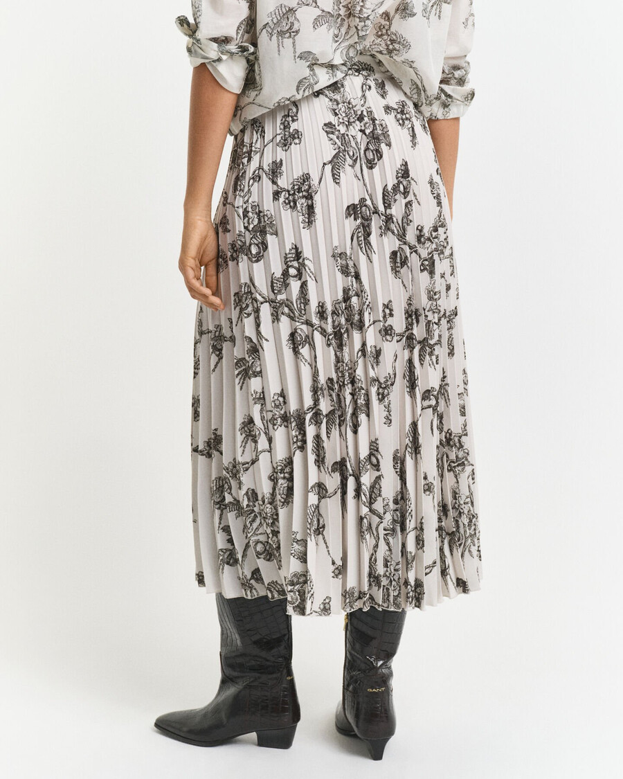 falda midi plisada con estampado de Árboles - verde musgo oscuro