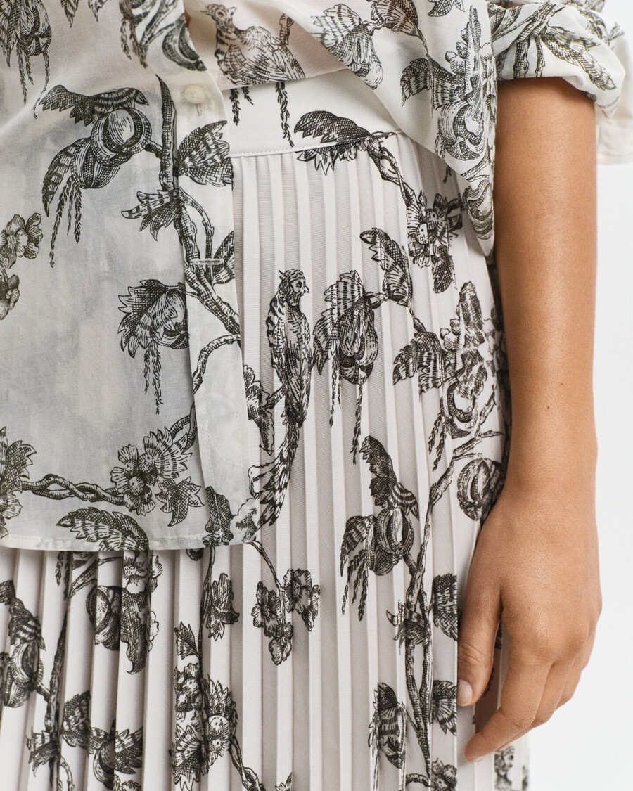 falda midi plisada con estampado de Árboles - verde musgo oscuro
