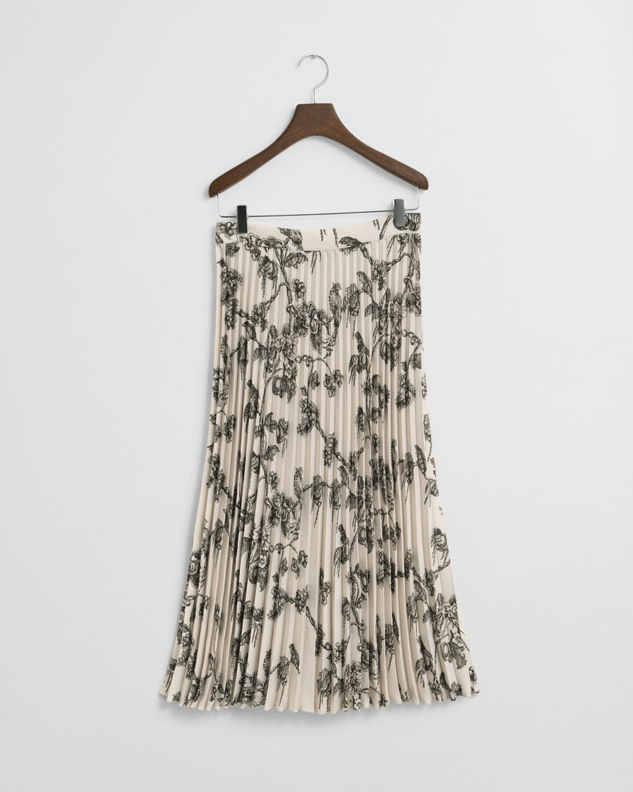 falda midi plisada con estampado de Árboles - verde musgo oscuro